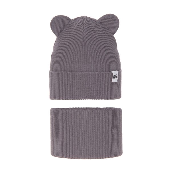 Komplekts meitenēm - cepure un tuneļšalle / pelēka